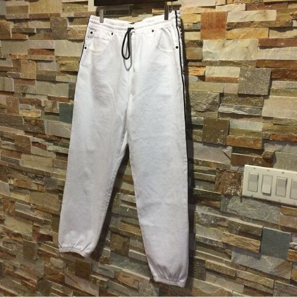ALEXANDER WANG Side Tape Logo Jean Joggers Track Pants in Denim - Picture 1 of 9